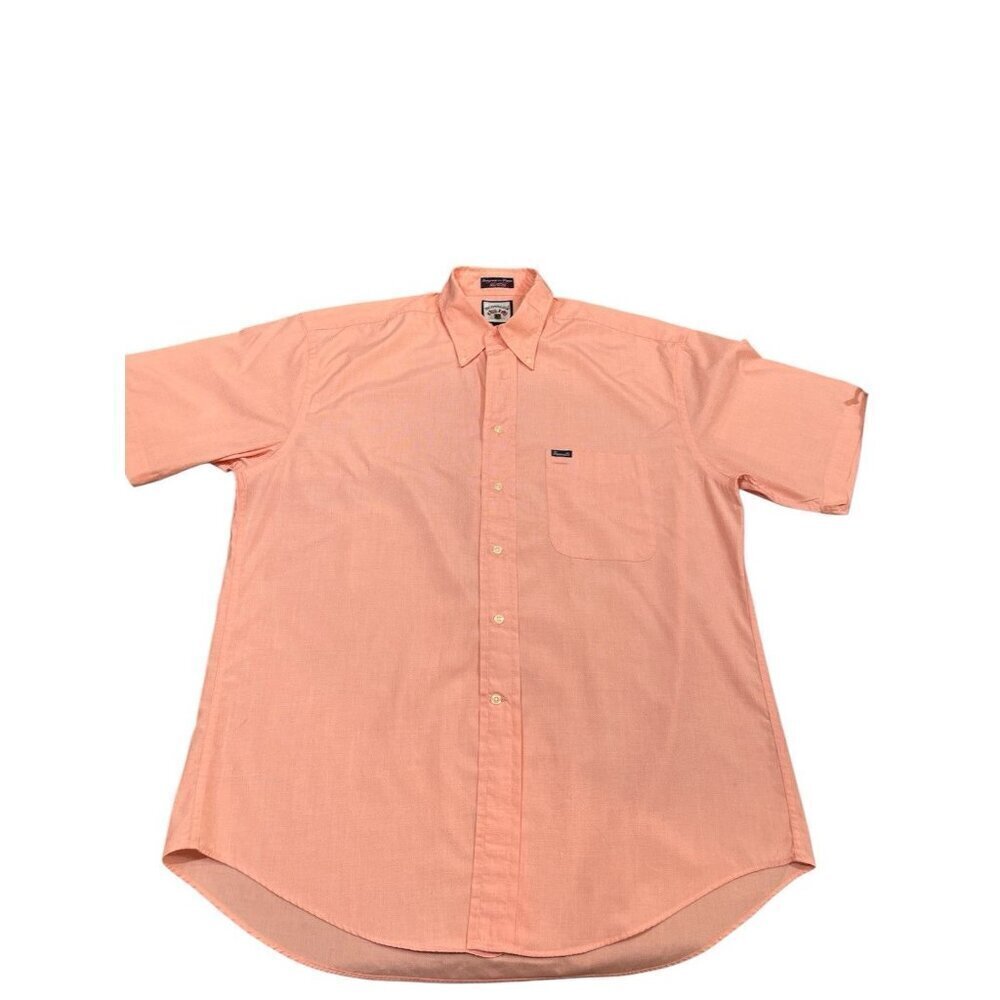Faconnable Mens Shirt Large Solid Pink Short Sleeve 100% Cotton